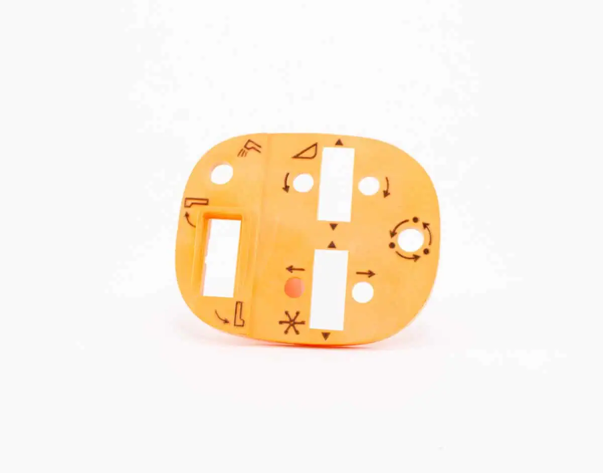 Laser Marking Icons on Orange Nylon Control for Catapillar